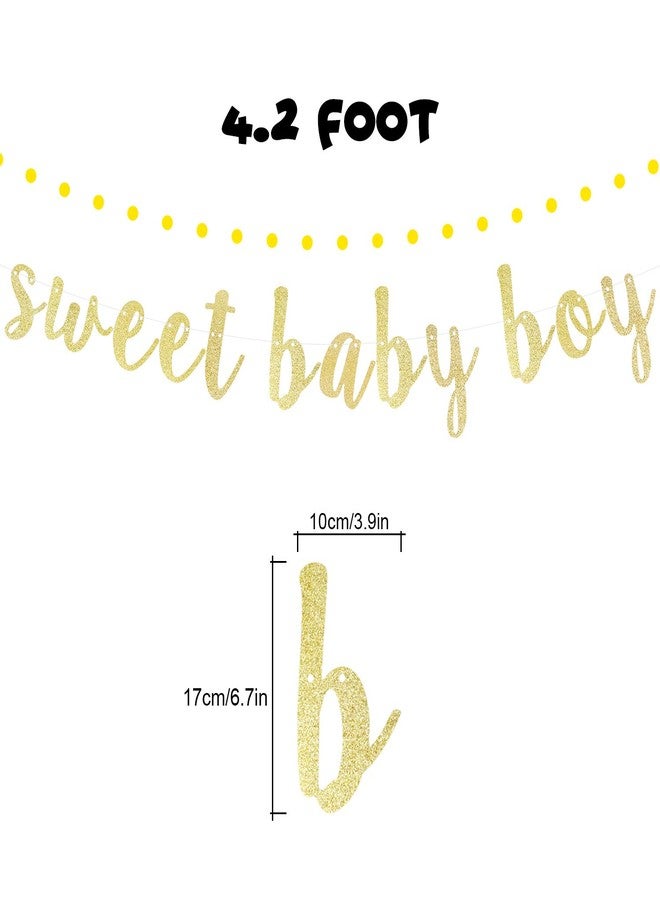 LINGTEER Sweet Baby Boy Gold Glitter Bunting Banner Perfect for Baby Boy Shower First Birthday Party Decorations Backdrop Gift Sign. - Image 2