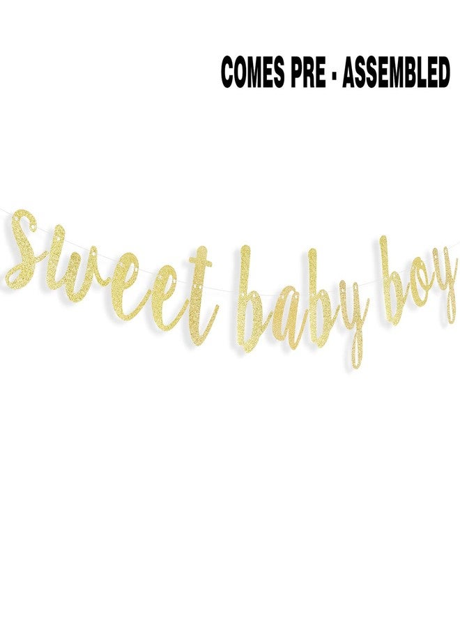 LINGTEER Sweet Baby Boy Gold Glitter Bunting Banner Perfect for Baby Boy Shower First Birthday Party Decorations Backdrop Gift Sign. - Image 3