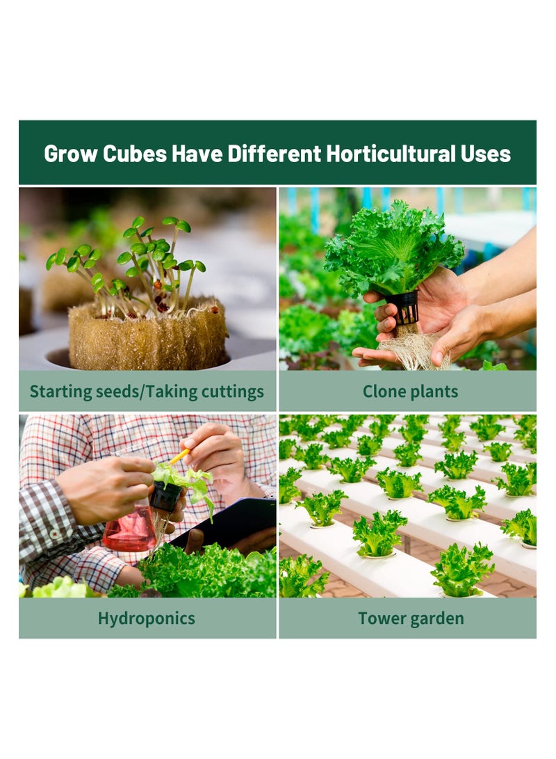 SOLARAE Rockwool Cubes for Hydroponics with Net Pots, 1in Rock Wool Planting Cubes 72 Plugs & 1.5 inch 50 Net Cups, Plant Nursery Net Cups for Hydroponics, Self Watering Cotton Wick Cord - Image 2