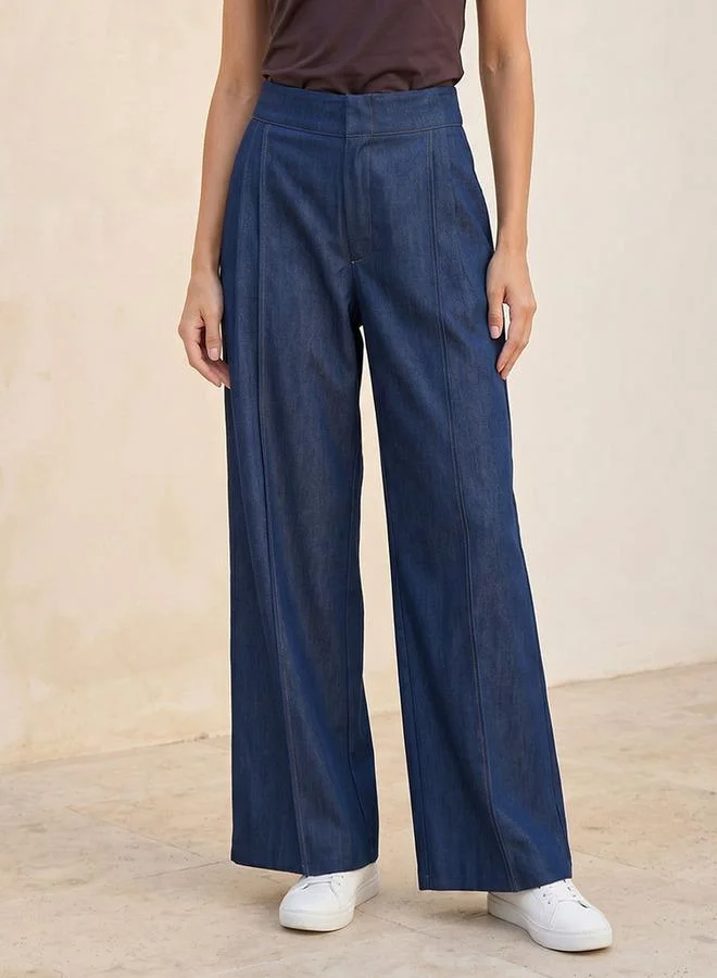 سبلاش فيڤ Denim Flexi Waist Wide Leg Jeans Pleated Detail