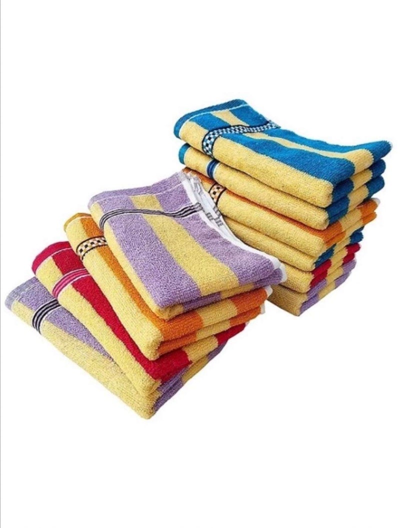 GLOW HOME Glow Home 300 GSM Super Soft 100 Cotton Hand Towels for GymWorkout and Bathroom Highly Absorbent Luxury Striped Printed Hand Towel Set for Men Women Pack of 10 14 x 21 Inches Multicolor  - Image 1