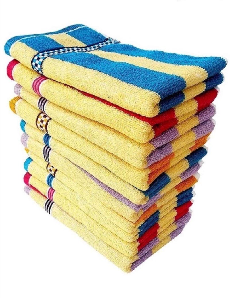 GLOW HOME Glow Home 300 GSM Super Soft 100 Cotton Hand Towels for GymWorkout and Bathroom Highly Absorbent Luxury Striped Printed Hand Towel Set for Men Women Pack of 10 14 x 21 Inches Multicolor  - Image 4