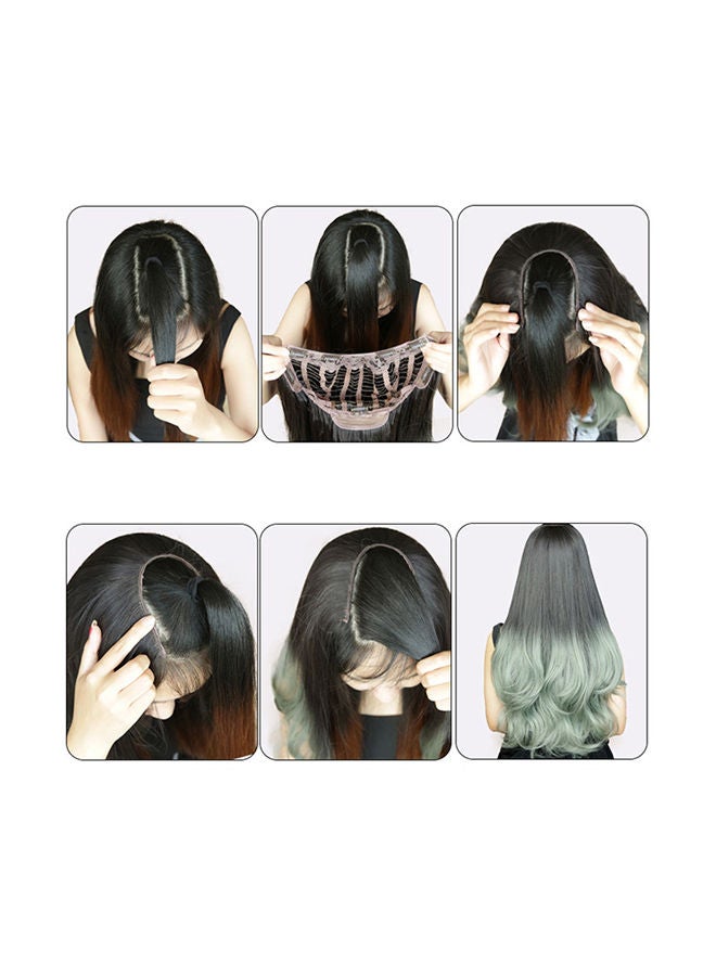 NIBEMINENT Synthetic Curls Weft Hair Wig Black/Grey 30x20x5cm - Image 1