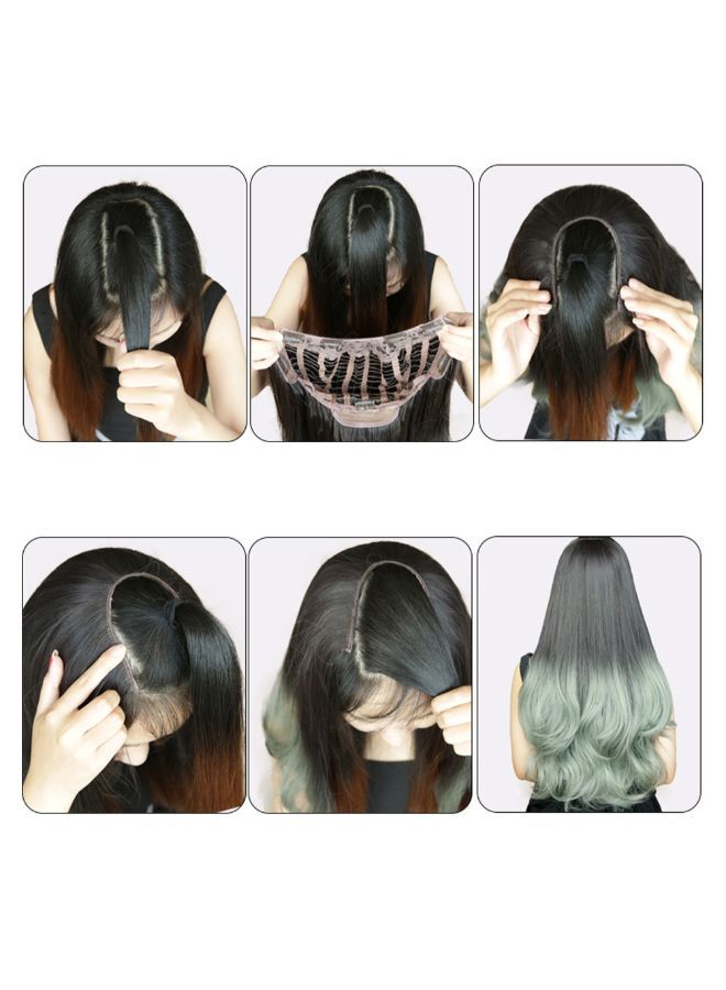 NIBEMINENT Synthetic Curls Weft Hair Wig Black/Grey 30x20x5cm - Image 3