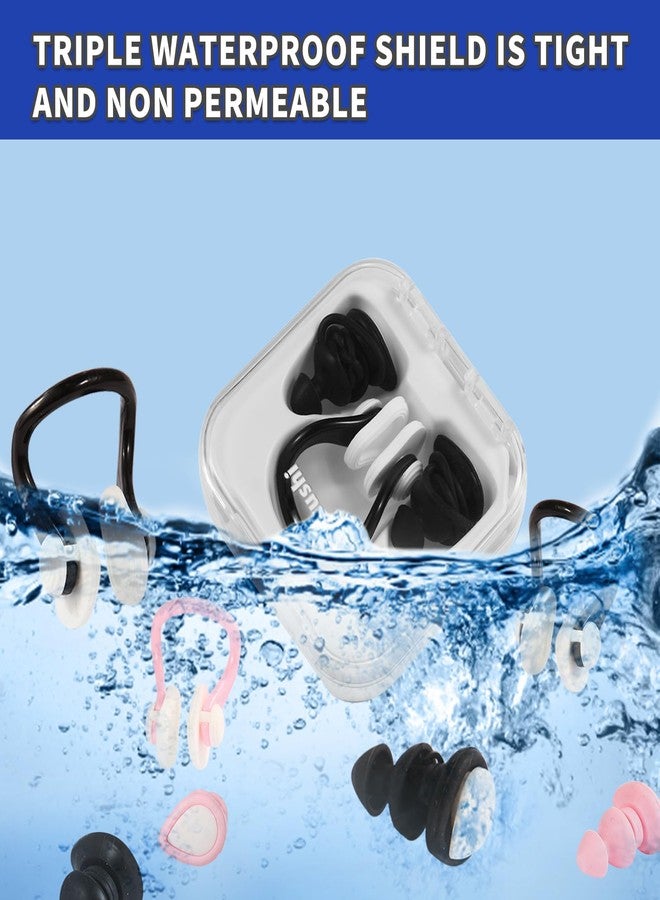 Youtushi Swimming Ear Plugs & Nose Clip for Swimming, Diving, Surfing & More - Includes Storage Box - Image 3