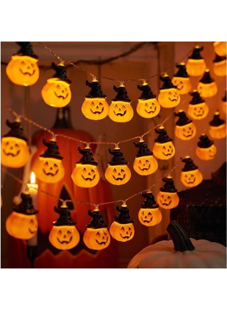 GGEROU Pumpkin Lantern String Lights Battery Operated and USB, 9.8Ft Orange Fairy Lights with 20 LED Pumpkin LED Lights for Party Patio Indoor Outdoor - Image 1