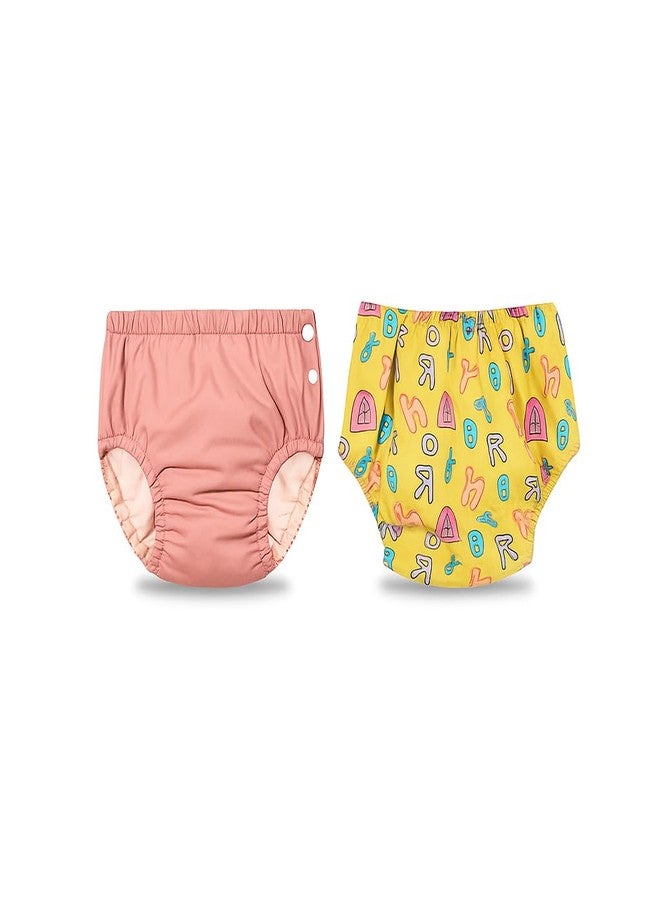 Laee cute “Reusable Baby Swim Diapers | Adjustable & Washable Cloth Training Pants | Leak-Proof, Eco-Friendly | Pack of 2 (pink+yellow) - Image 1