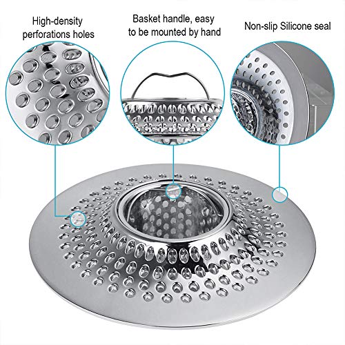 MFTEK Drain Hair Catcher Tub Drain Protector, Stainless Steel Bathtub Shower Drain Hair Stopper Strainer Trap for Shower Bathroom Sink to Catch Hair - Image 3