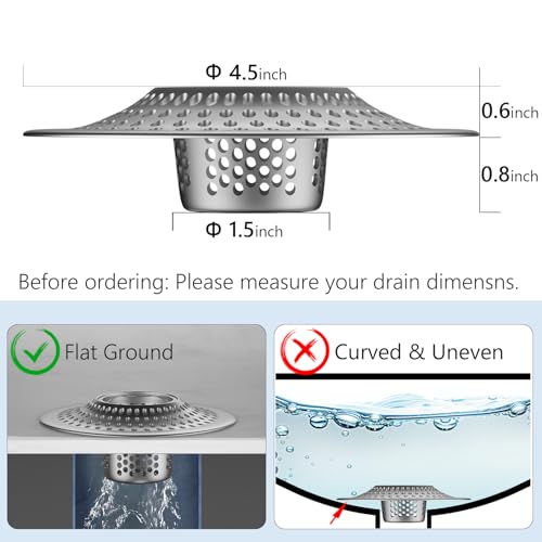MFTEK Drain Hair Catcher Tub Drain Protector, Stainless Steel Bathtub Shower Drain Hair Stopper Strainer Trap for Shower Bathroom Sink to Catch Hair - Image 2