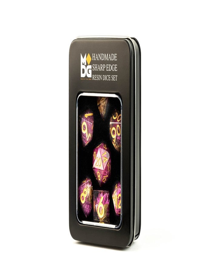 Metallic Dice Games FanRoll Sharp Edge Resin DND Dice Set: Thousand Day Red, Role Playing Game Dice for Dungeons and Dragons - Image 2