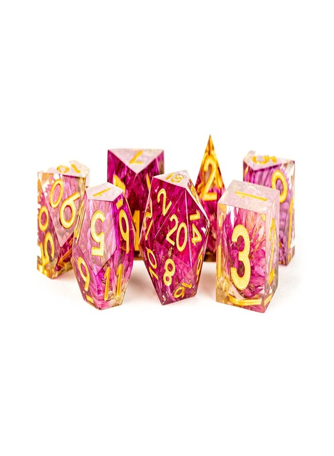 Metallic Dice Games FanRoll Sharp Edge Resin DND Dice Set: Thousand Day Red, Role Playing Game Dice for Dungeons and Dragons - Image 1