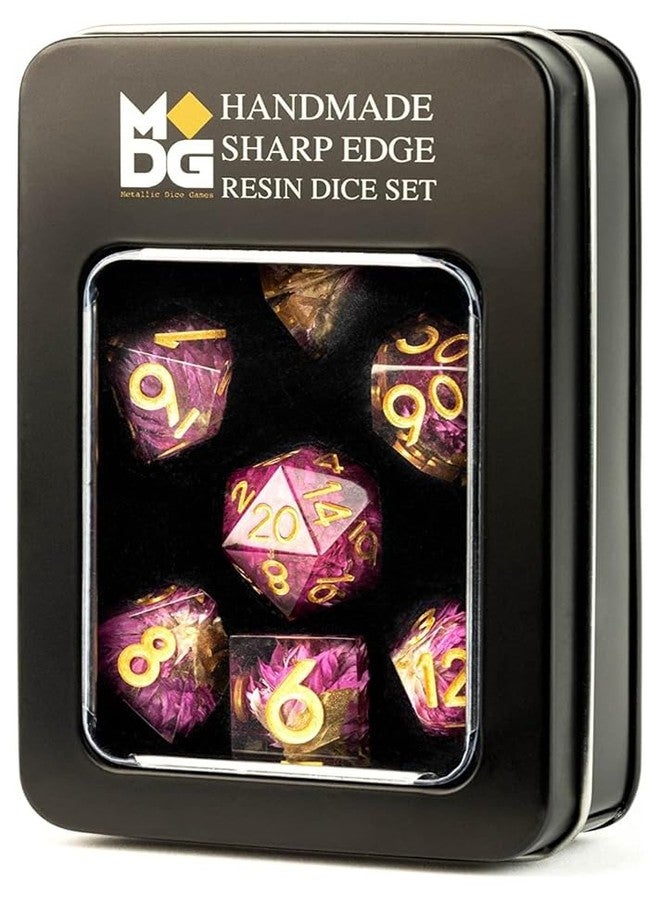 Metallic Dice Games FanRoll Sharp Edge Resin DND Dice Set: Thousand Day Red, Role Playing Game Dice for Dungeons and Dragons - Image 3