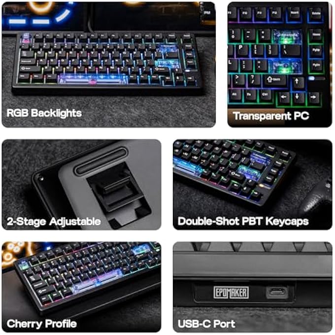 EPOMAKER HE80 HALL EFFECT GAMING KEYBOARD, 8K POLLING & 32K SCAN, CREAMY GASKET, DKS, SOCD, HOT-SWAPPABLE, RGB BACKLIT, WIRED GAMING KEYBOARD FOR PC & MAC (BLACK) - Image 2