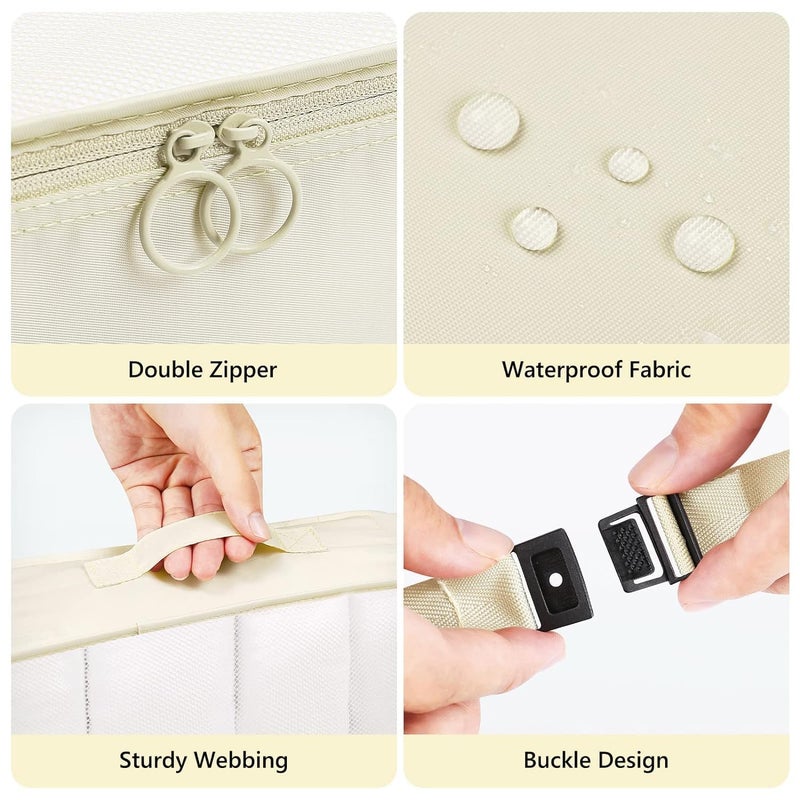 STESHWK 7 in 1 Travel Cubes Laundry Cosmetics Luggage Packing Organizers with Shoe Bag for for Travel Essentials Toiletry Bag Packing Bags for Clothes Travel Organizer Beige - Image 5