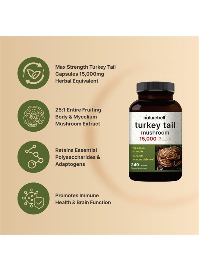 NatureBell كبسولات فطر ذيل الديك الرومي | 25:1 مستخلص الجسم الثمري والفطريات – مكمل فطريات لصحة المناعة والدماغ - Image 3