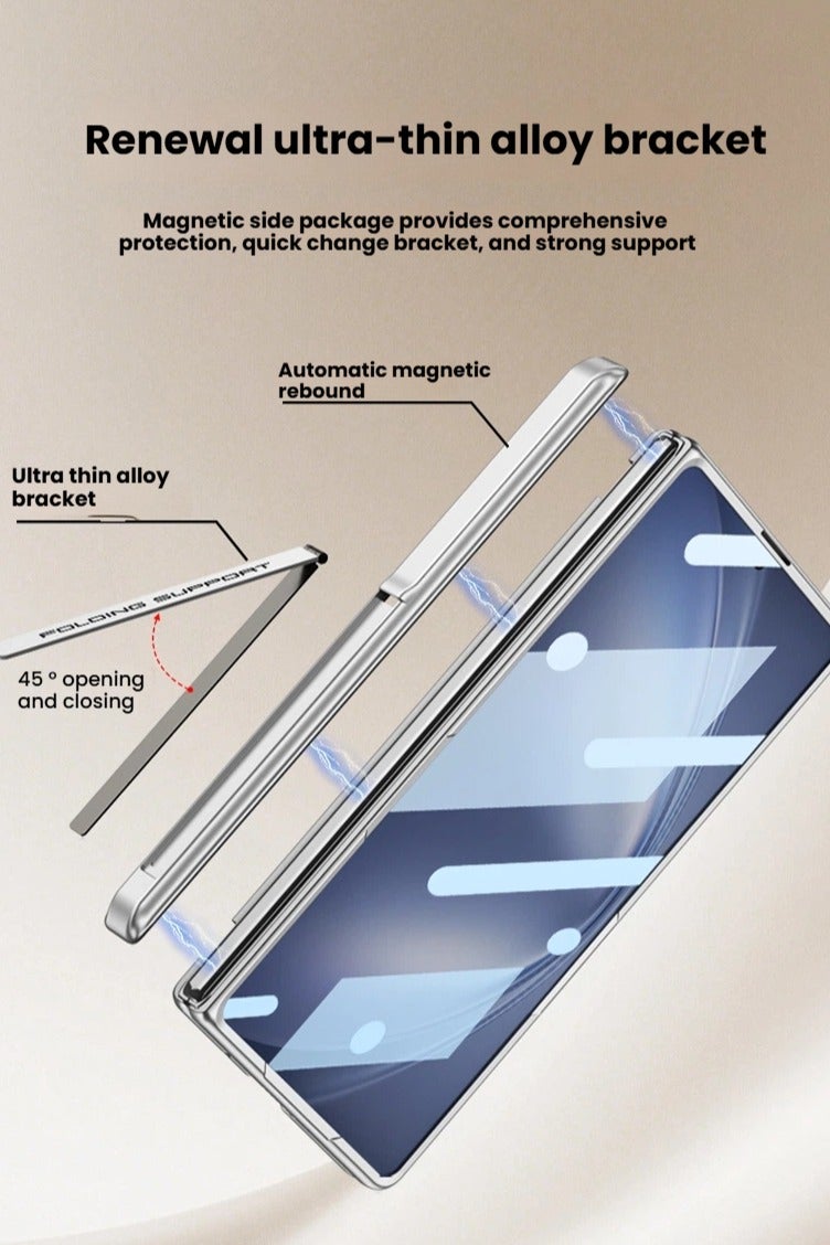 general Magnetic Case for Vivo X Fold 5 【Built-in Screen Protector】 【Support Wireless Charging】 Camera Hinge Protection Frosted Hard PC Shockproof Cover with Folding Stand - Image 5