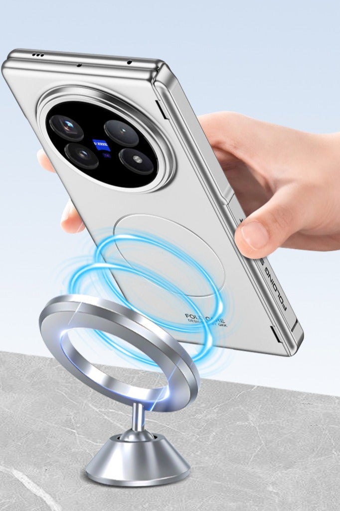 general Magnetic Case for Vivo X Fold 5 【Built-in Screen Protector】 【Support Wireless Charging】 Camera Hinge Protection Frosted Hard PC Shockproof Cover with Folding Stand - Image 2