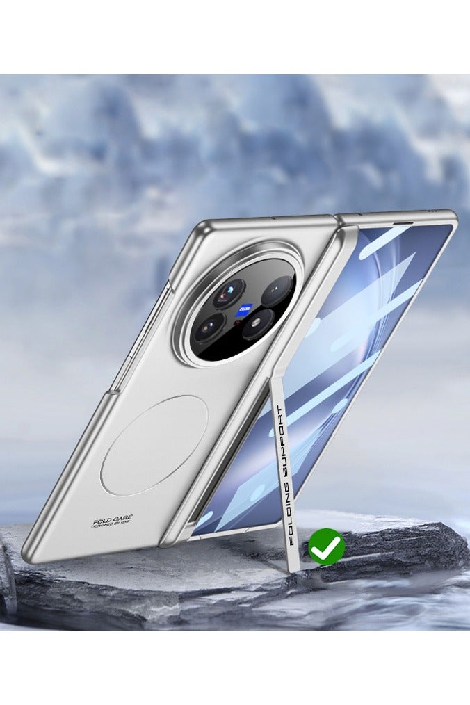 general Magnetic Case for Vivo X Fold 5 【Built-in Screen Protector】 【Support Wireless Charging】 Camera Hinge Protection Frosted Hard PC Shockproof Cover with Folding Stand - Image 3