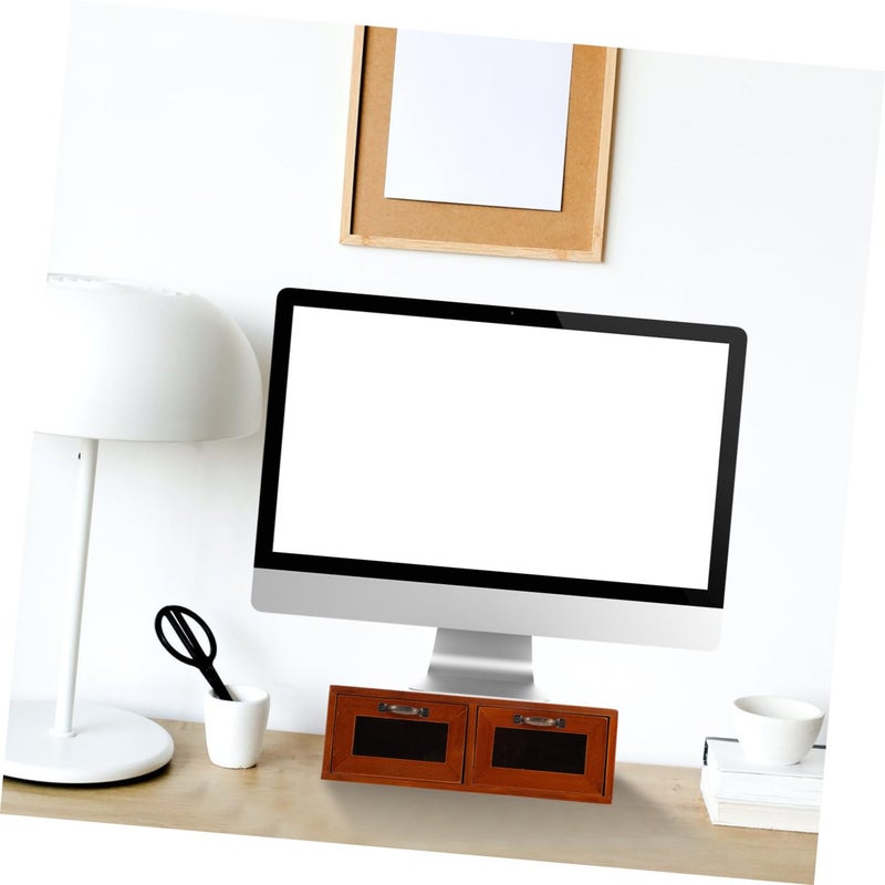 Wood Monitor Stand Riser with Storage Box Desktop Organizer for Home Office Workspace - Image 5
