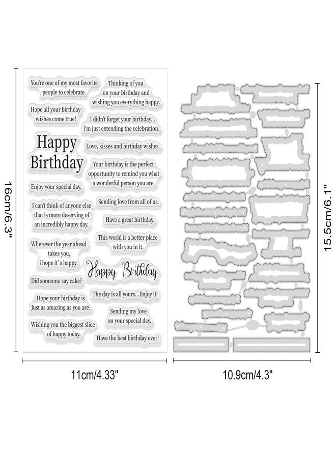ORIGACH Happy Birthday Stamps and Dies for Card Making Birthday Sentiment Clear Stamps and Cutting Dies for Scrapbooking DIY Crafting Decorative - Image 2