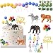 LEFUBABY Safari Animal Cake Toppers with Mini Birthday Party Hat Color Balls Cake Decorations for Jungle Wild Themed Baby Shower Birthday Party Supplies Safari Animal - Image 3