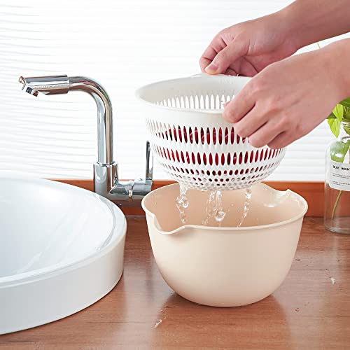 Sunkaioo 2 in 1 Kitchen Colander Set with Bowl Strainer (2 Sets 3 Qt),BPA Free Plastic Fruits and Vegetable Washing Basket,Dishwasher Friendly Double Layered Drain Basin,for Pasta Salad Berry Cleaning Mixing - Image 3