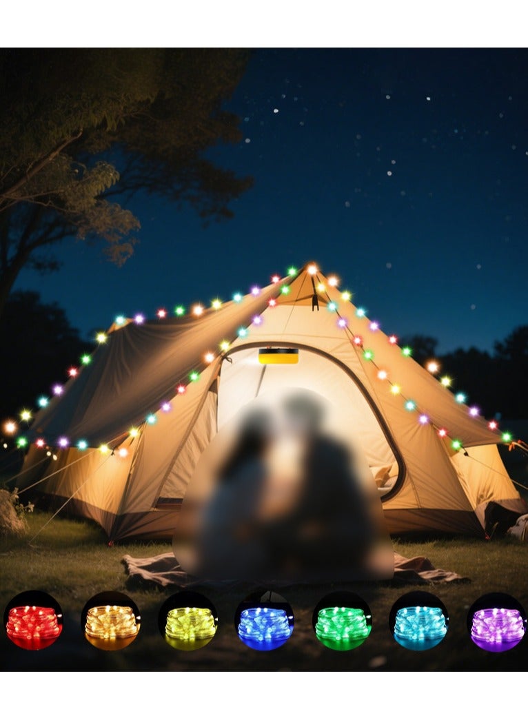 Cuken Camping Lights Camping String Lights Rechargeable, 10M 7 in 1 Outdoor Waterproof Stowable String Light with 7 Modes 4000mah Portable Camp String Lights Retractable LED Tent Camping Fairy Lights Warm - Image 2