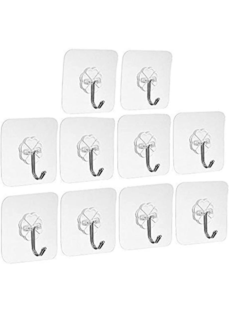 10-Piece Self-Adhesive Wall Hooks Set, Reusable No-Drill Sticky Hooks for Towels, Clothes, Kitchen and Bathroom Accessories - Image 1