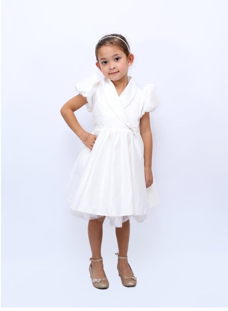 D'Daniela Satin Shawl Collar Dress - Image 1