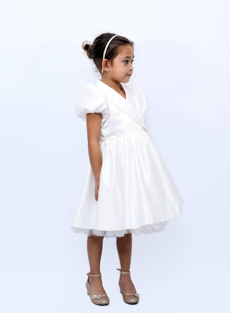D'Daniela Satin Shawl Collar Dress - Image 2