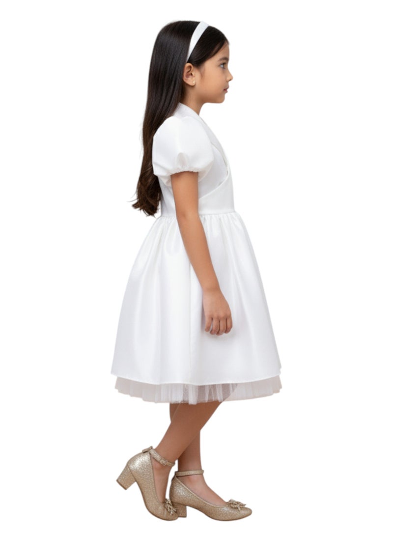 D'Daniela Satin Shawl Collar Dress - Image 3