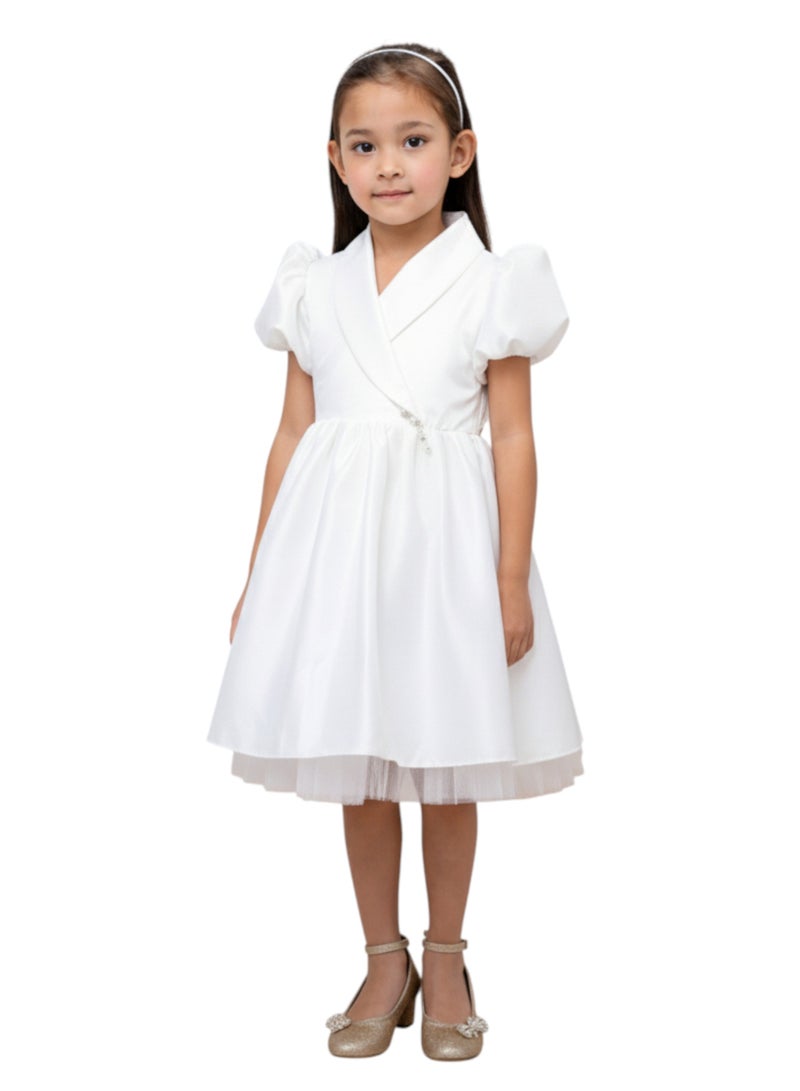 D'Daniela Satin Shawl Collar Dress - Image 1