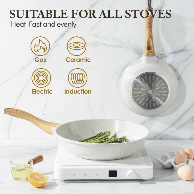 SENSARTE Nonstick Ceramic Frying Pan Skillet, 9.5 Inch Omelet Pan, Healthy Non Toxic Chef Pan, Induction Compatible Egg Pan with Heat Resistant Handle, PFAS-Free - Image 3