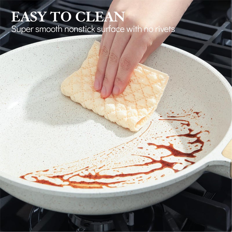 SENSARTE Nonstick Ceramic Frying Pan Skillet, 9.5 Inch Omelet Pan, Healthy Non Toxic Chef Pan, Induction Compatible Egg Pan with Heat Resistant Handle, PFAS-Free - Image 5