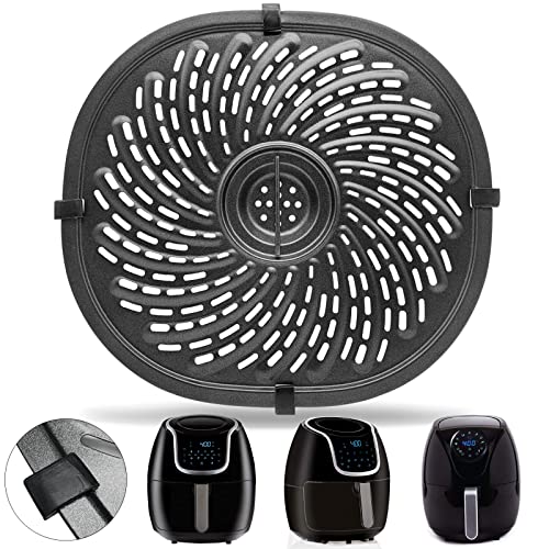 Air Fryer Grill Pan for Power XL Vortex 7QT Air Fryers Oval Nonstick Air Fryer Replacement Parts Accessories Rack Tray Basket Crisper Grill Plate with Rubber Bumpers Dishwasher Safe