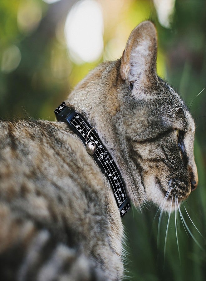 Buckle Down Buckle-Down Cat Collar Breakaway Music Notes Black White 8 to 12 Inches 0.5 Inch Wide - Image 2