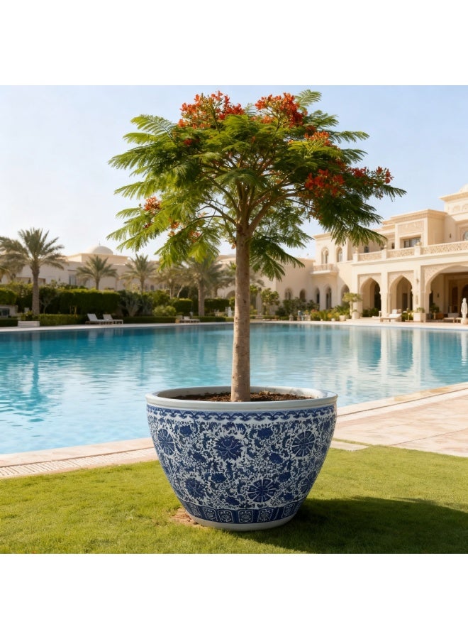 Large Blue & White Ceramic Planter Pot 60 cm  Traditional Floral Design  Indoor Outdoor Flower Vase Premium Glazed Porcelain Plant Pot Home Garden Décor - Image 1