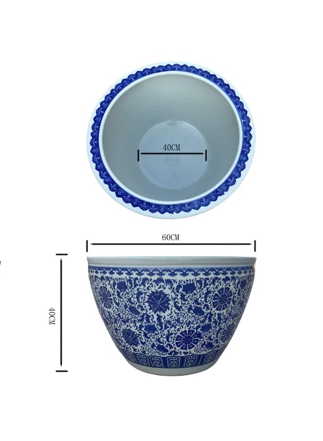 Large Blue & White Ceramic Planter Pot 60 cm  Traditional Floral Design  Indoor Outdoor Flower Vase Premium Glazed Porcelain Plant Pot Home Garden Décor - Image 3
