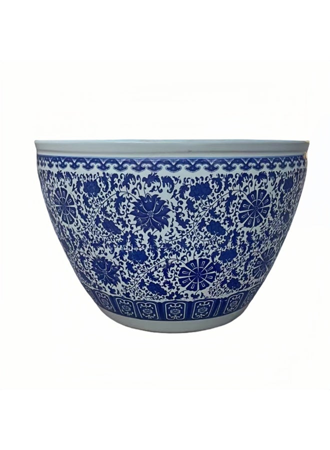 Large Blue & White Ceramic Planter Pot 60 cm  Traditional Floral Design  Indoor Outdoor Flower Vase Premium Glazed Porcelain Plant Pot Home Garden Décor - Image 4