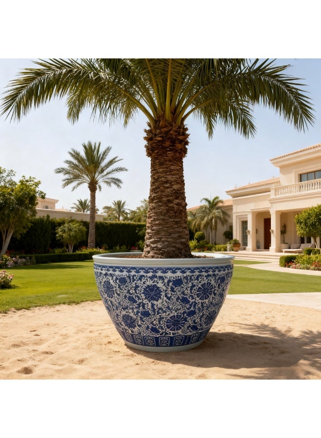 Large Blue & White Ceramic Planter Pot 60 cm  Traditional Floral Design  Indoor Outdoor Flower Vase Premium Glazed Porcelain Plant Pot Home Garden Décor - Image 5