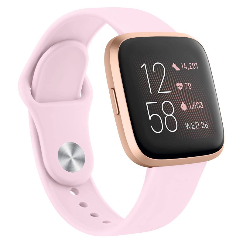 AK Silicone Bands Compatible with Fitbit Versa 2 / Fitbit Versa/Versa Lite/Versa SE Bands for Women Men, Classic Soft Straps Replacement Sport Wristbands for Fitbit Versa 2 Smart Watch (Pink) - Image 1