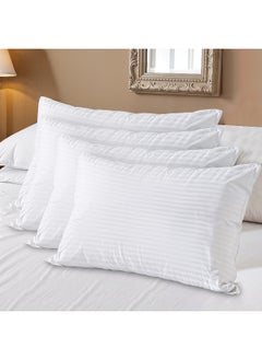 Rest Extra Smooth Stripe Pillow Queen Size 50X75Cm /20''X 30'' Fluffy White, Back And Side Sleeper Hotel Quality Pillow , Pack Of 4  - Image 1