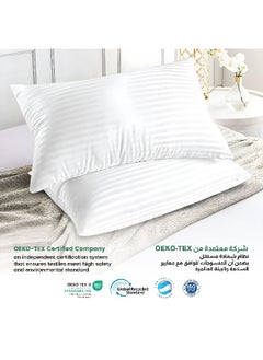 Rest Extra Smooth Stripe Pillow Queen Size 50X75Cm /20''X 30'' Fluffy White, Back And Side Sleeper Hotel Quality Pillow , Pack Of 4  - Image 5