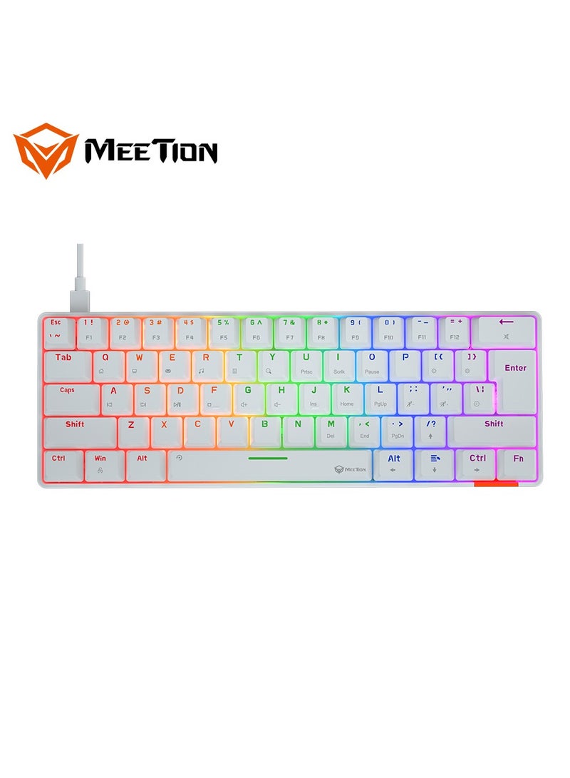 MEETION RGB Backlit Mini 61 Keys Wired 60% Mini Blue Switch Mechanical Best Gaming Keyboard White MT-MK005 - Image 2