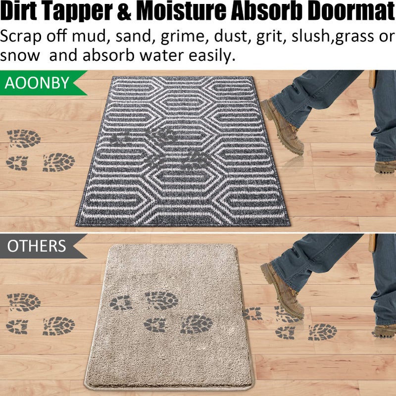 Aoonby Indoor Doormat 32""x 48""  Absorbent Front Back Door Mat Floor Mats  Rubber Backing Non Slip Door Mats Inside Mud Dirt Trapper Entrance Door Rug Carpet  Machine Washable Low Profile-Black Time Cloister - Image 3