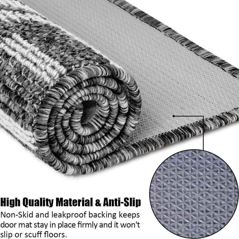 Aoonby Indoor Doormat 32""x 48""  Absorbent Front Back Door Mat Floor Mats  Rubber Backing Non Slip Door Mats Inside Mud Dirt Trapper Entrance Door Rug Carpet  Machine Washable Low Profile-Black Time Cloister - Image 5