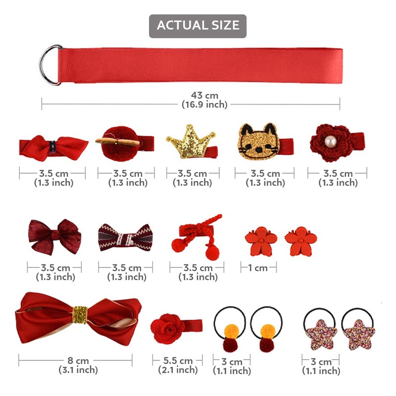 kapimo Fancy Hair Clips for Baby Girls Toddlers Assorted Stylish Fashion Hair Accessories 18 pcs Gift Set Box (RED) - Image 3