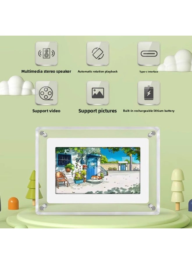 Generic Special Holiday Creative Gift Acrylic Transparent Photo Album Electronic Photo Frame Photo Gift Digital Player-Color:7 Inches  - Image 1