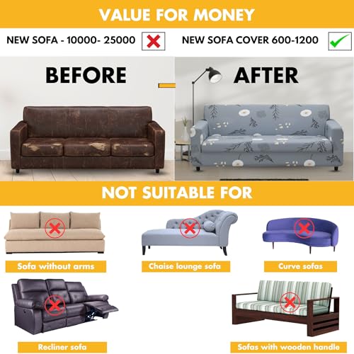 Bigkart Elastic Sofa Covers for 3 Seater Sofas | Polyster-Spandex, Stretchable, Sofa Covers for Single, Double and Triple Seater Sofas - Image 5