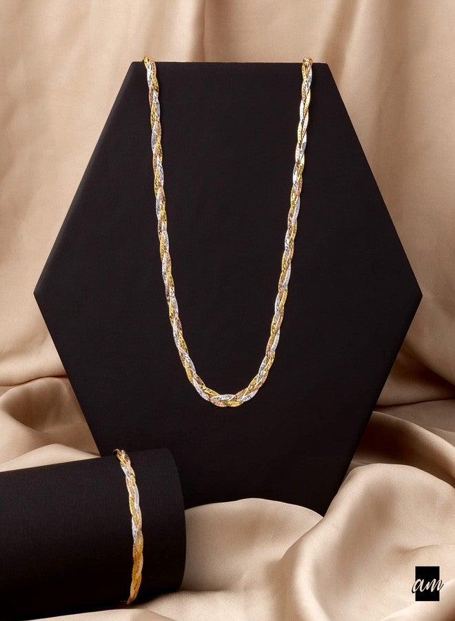 Amberta Women's 925 Sterling Silver Braided Herringbone Chain Bracelet (Length 7.5 inch): Multicoloured - Image 4